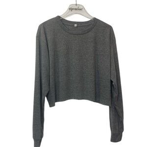 New Over The Limit New Soft Cropped Long Sleeve Athleisure Knit Gray Top